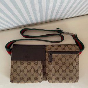 Gucci GG Canvas Web Double Pocket Belt Bag